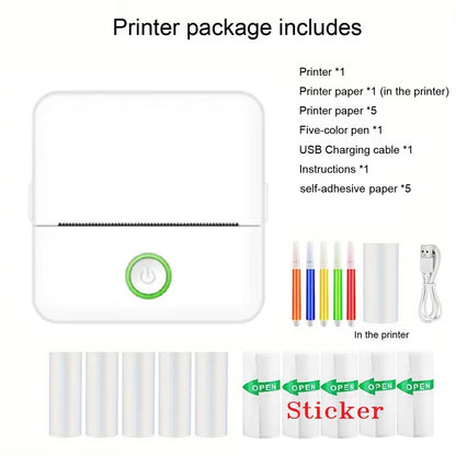 Mini Printer, Inkless Sticker Maker, Free Cut Small Pocket Printer, Portable Thermal Printer for Photo Journal Notes Memo